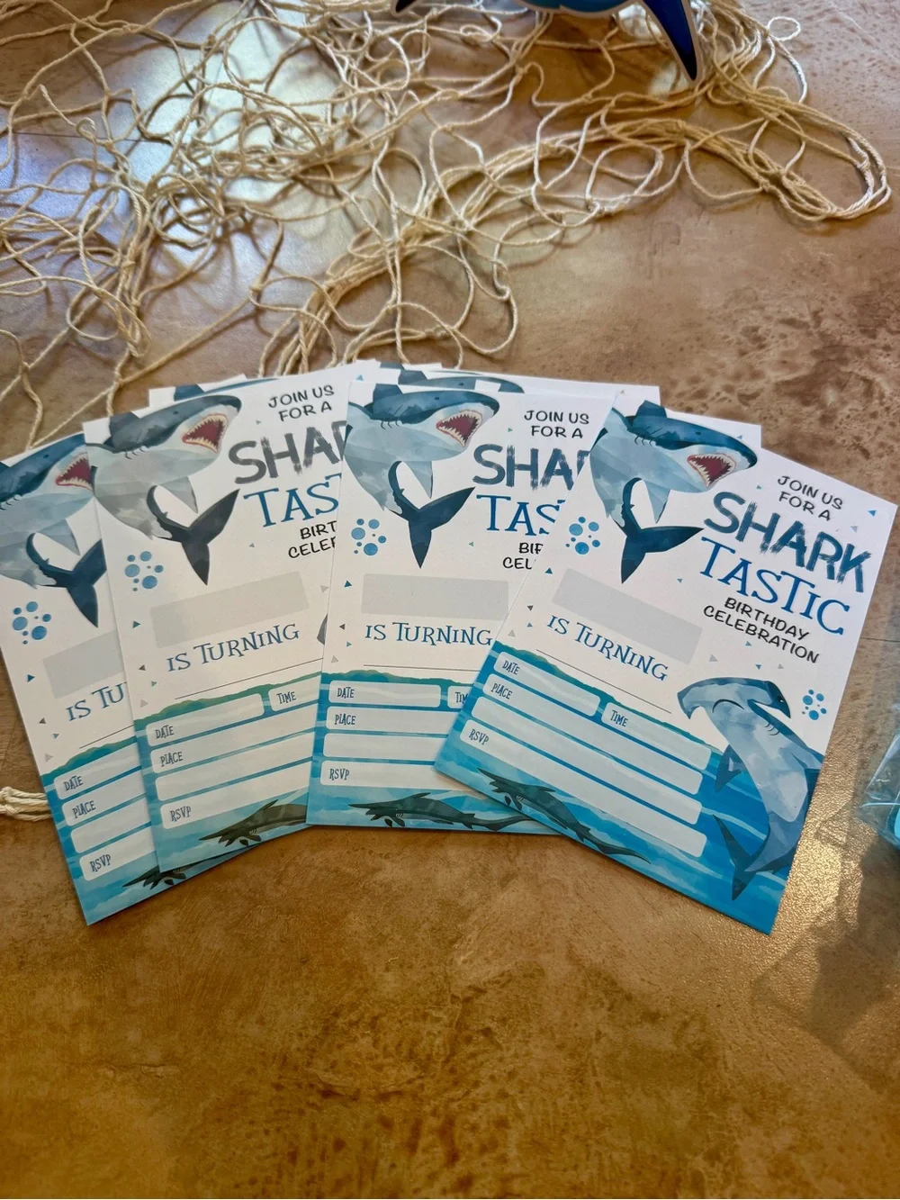 Shark Party Supplies Set - Shark Birthday Decorations and invites